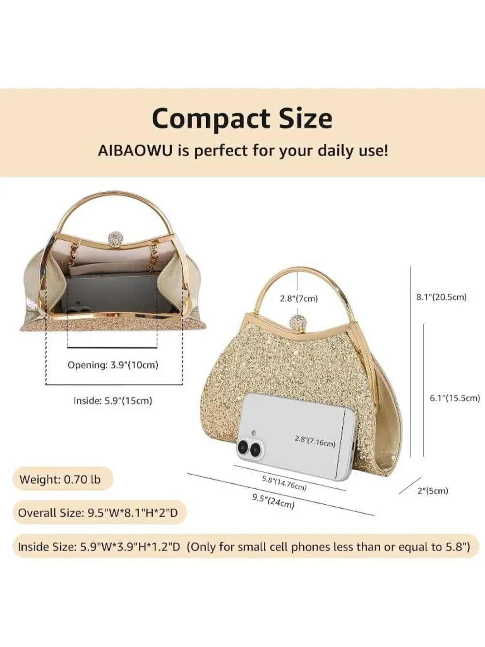 Women Sequin Gold  Glitter Pleated Clutch Purse For Sparkly Evening Wedding Bag